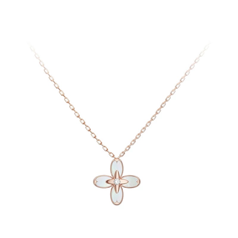 【 NOLYN】 Osmanthus Series Original Design Necklace, Sweet Osmanthus and White Mother-of-pearl, light Luxury Gift necklace, high-end feel necklace detail image 3
