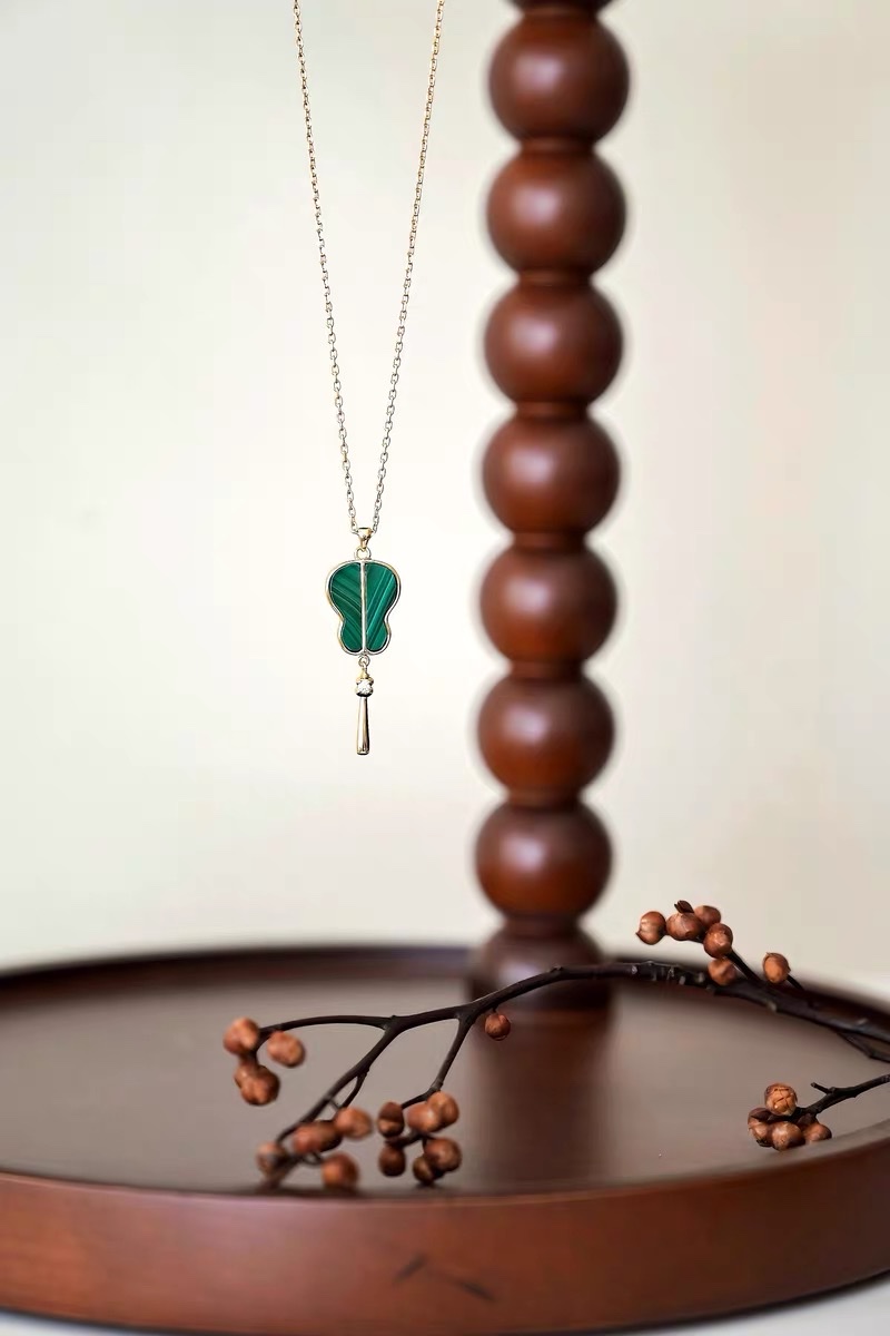 【 NOLYN】 Green Sky Series Malachite Necklace, 925 silver, Niche original design, New Chinese-style light luxury commuting necklace Item Picture