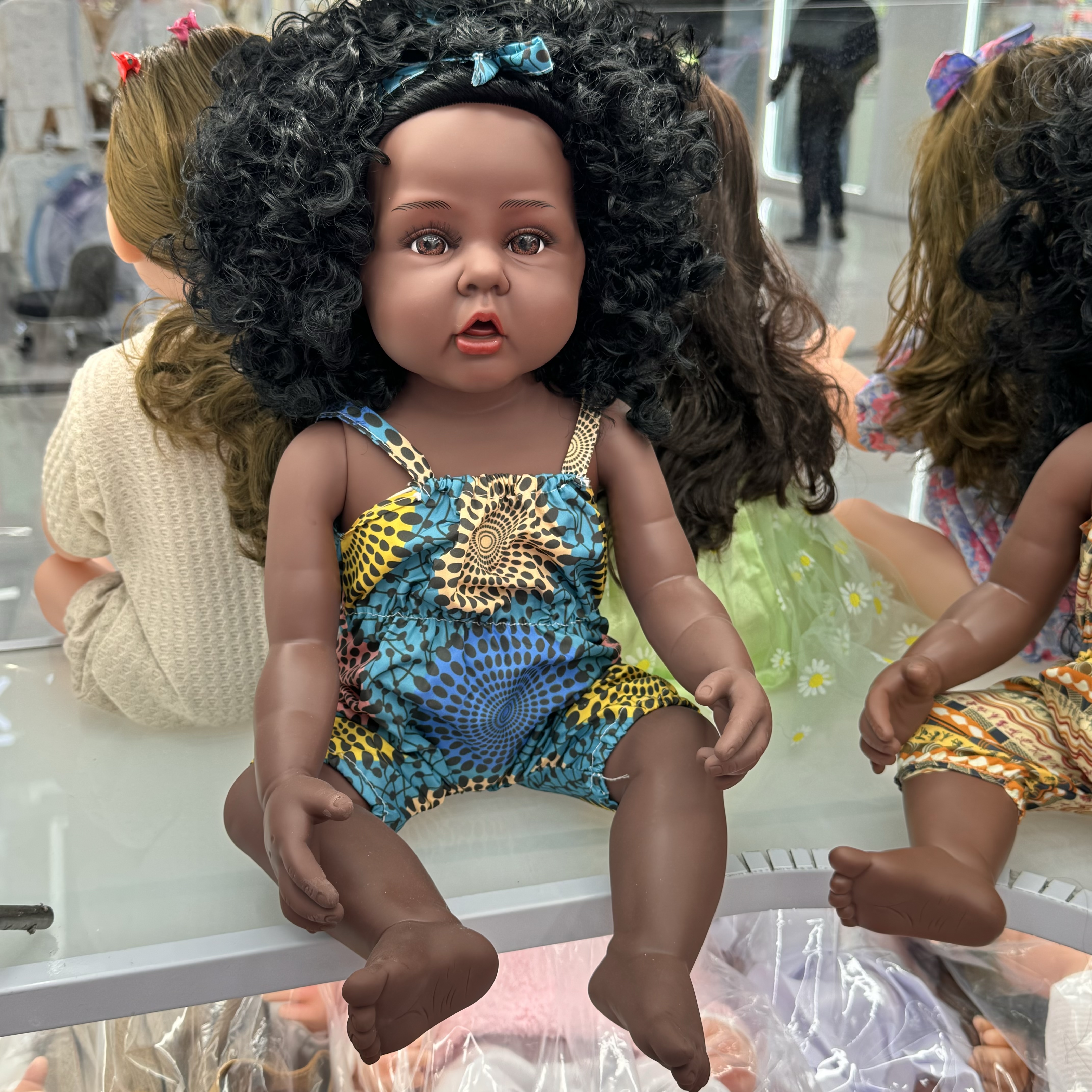 African black doll, cute plush toy, soothing and sleeping doll, vinyl rebirth doll, children's toy, girl gift toy Item Picture