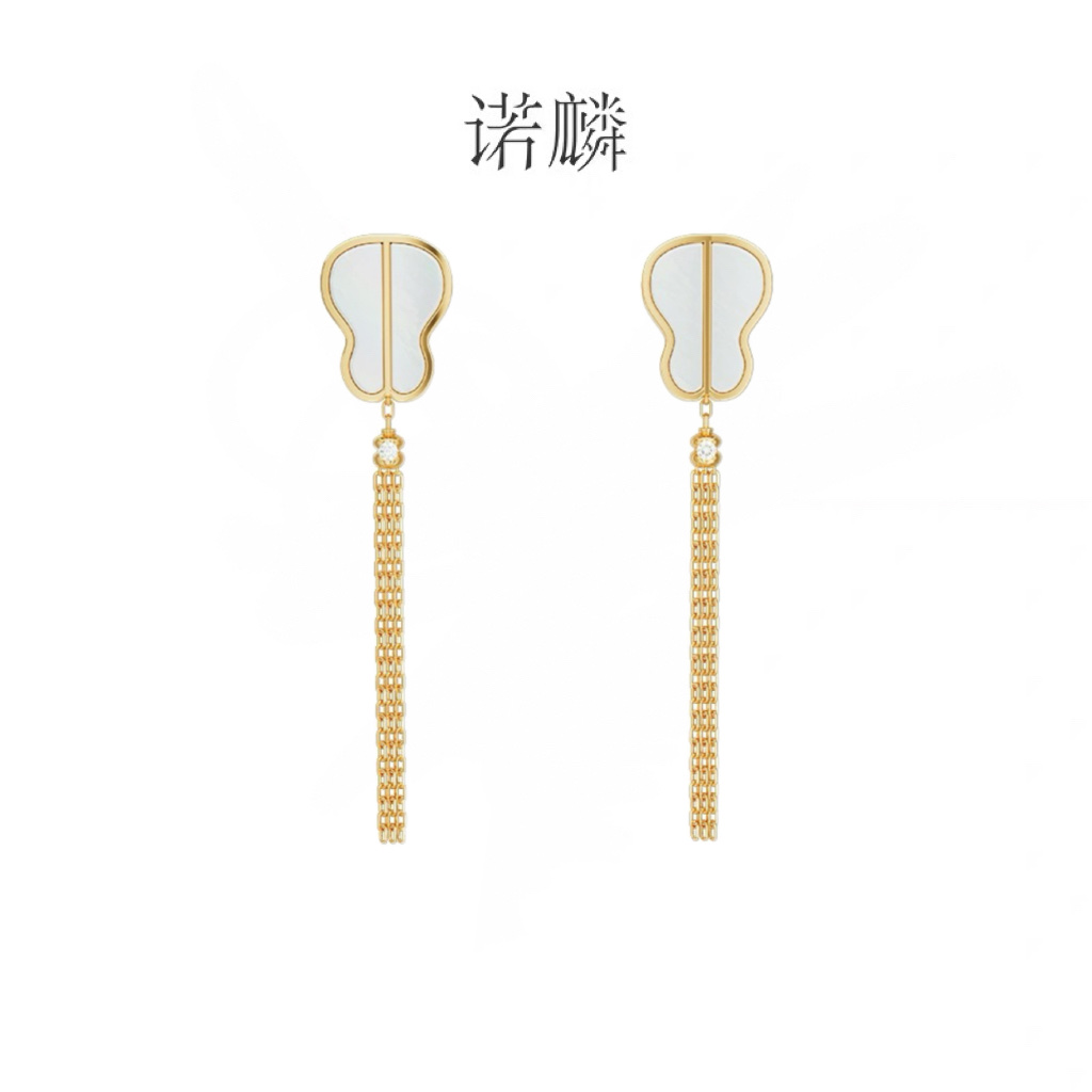 【 NOLYN】 Green Sky Series White mother-of-pearl earrings and earrings, niche original design, new Chinese-style elegant and light luxury accessories, stud earrings and earrings