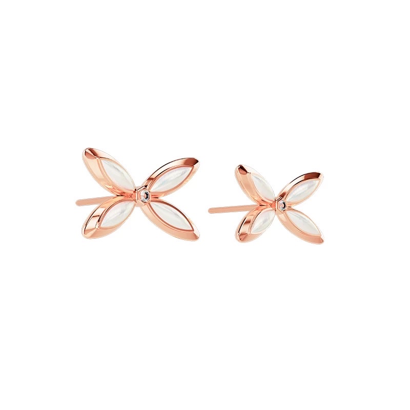 【 NOLYN】 Feather Series Lin Die Feather Sound Ear Stud Accessories, Women's White Mother-of-Pearl Butterfly Light Luxury Niche High-end Gift Accessories, ear stud earrings detail image 3