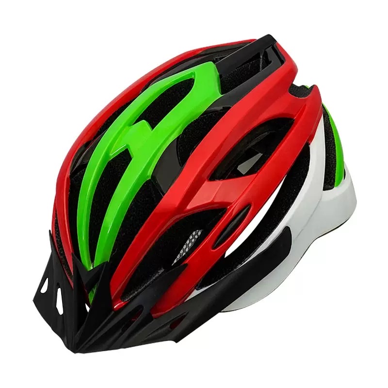 The mountain road bicycle one-piece molded helmet is a lightweight and breathable cycling helmet that can be affixed with logo labels