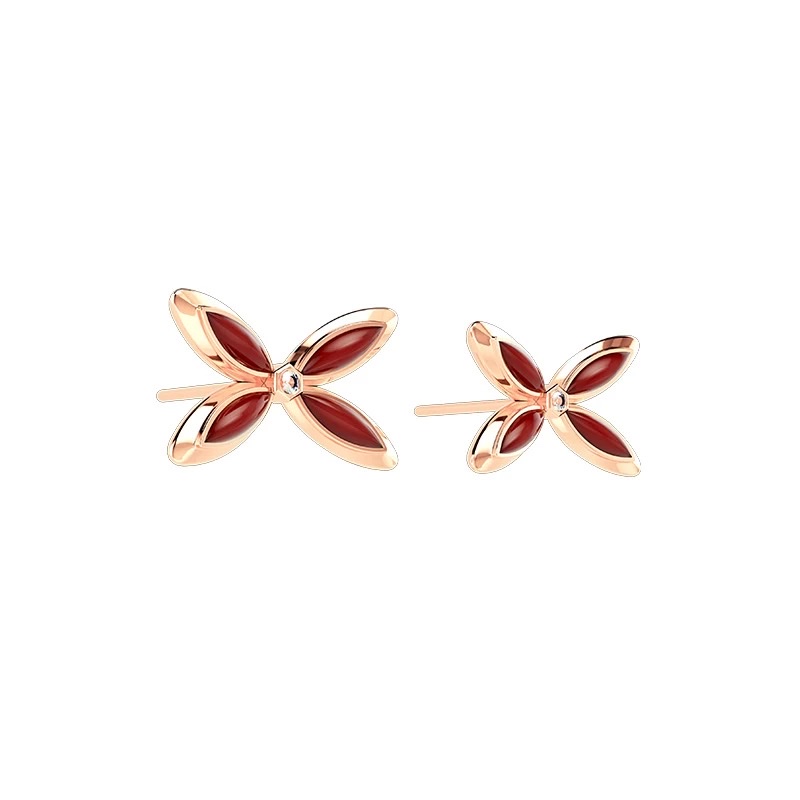 【 NOLYN】 Feather Series Lin Die Feather Sound Ear Stud Accessories Women's White Mother-of-Pearl Butterfly Light Luxury Niche High-end Gift Accessories Ear Stud Earrings detail image 3