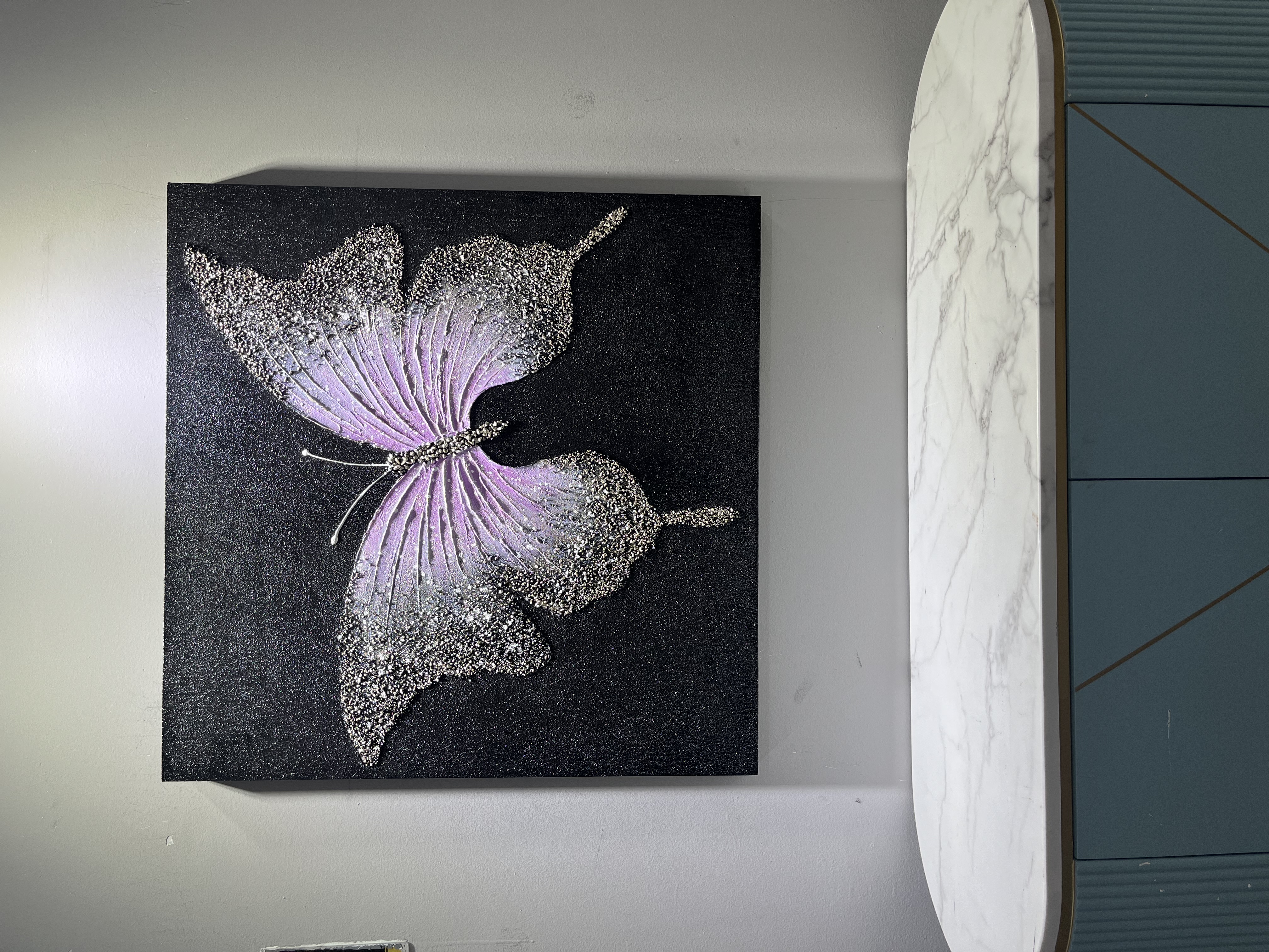 浮雕油画挂画奶油粉风装饰画圆形意式极简纯手绘油画艺术品家居客厅背景墙装饰画详情图1