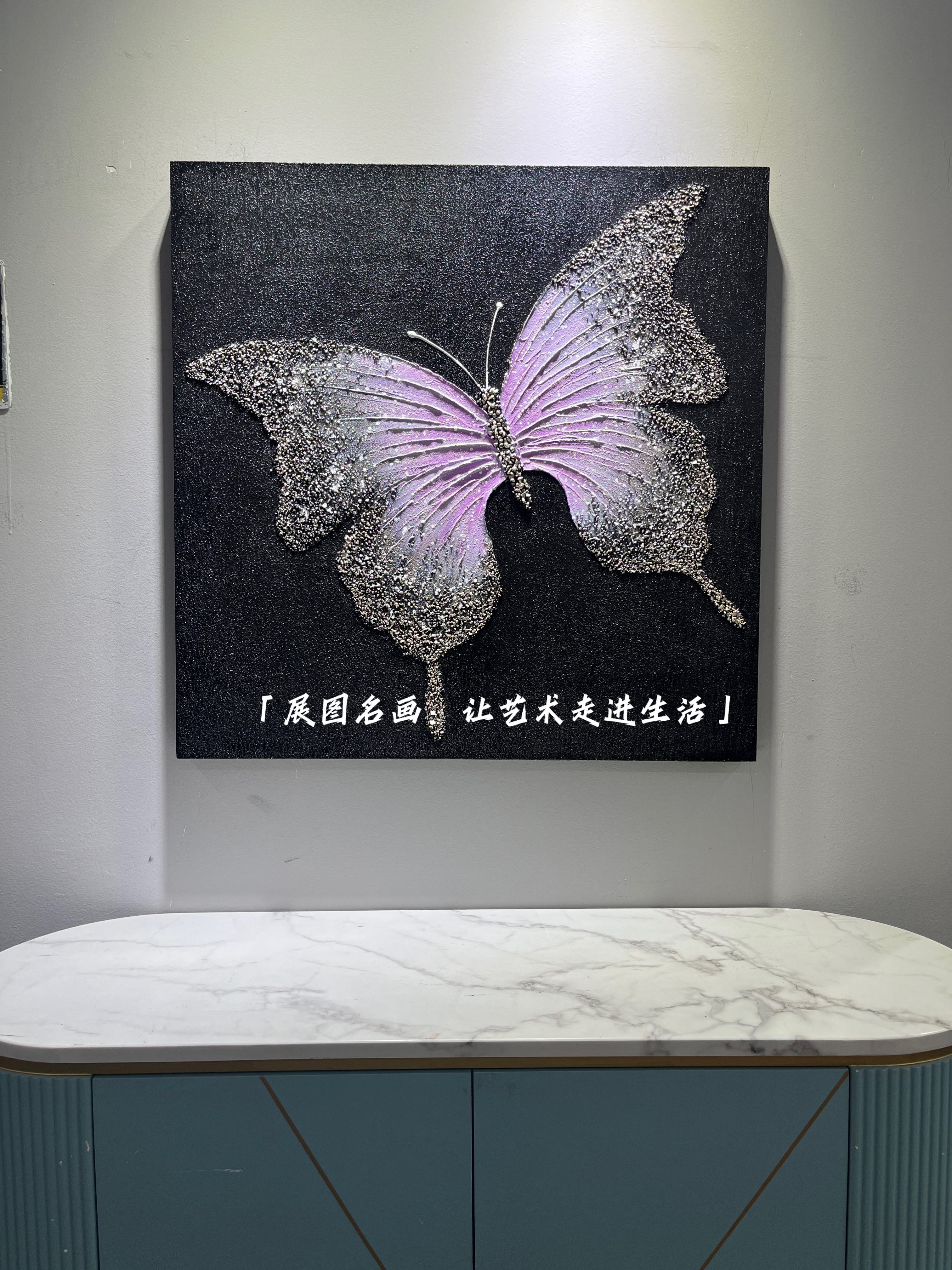 浮雕油画挂画奶油粉风装饰画圆形意式极简纯手绘油画艺术品家居客厅背景墙装饰画