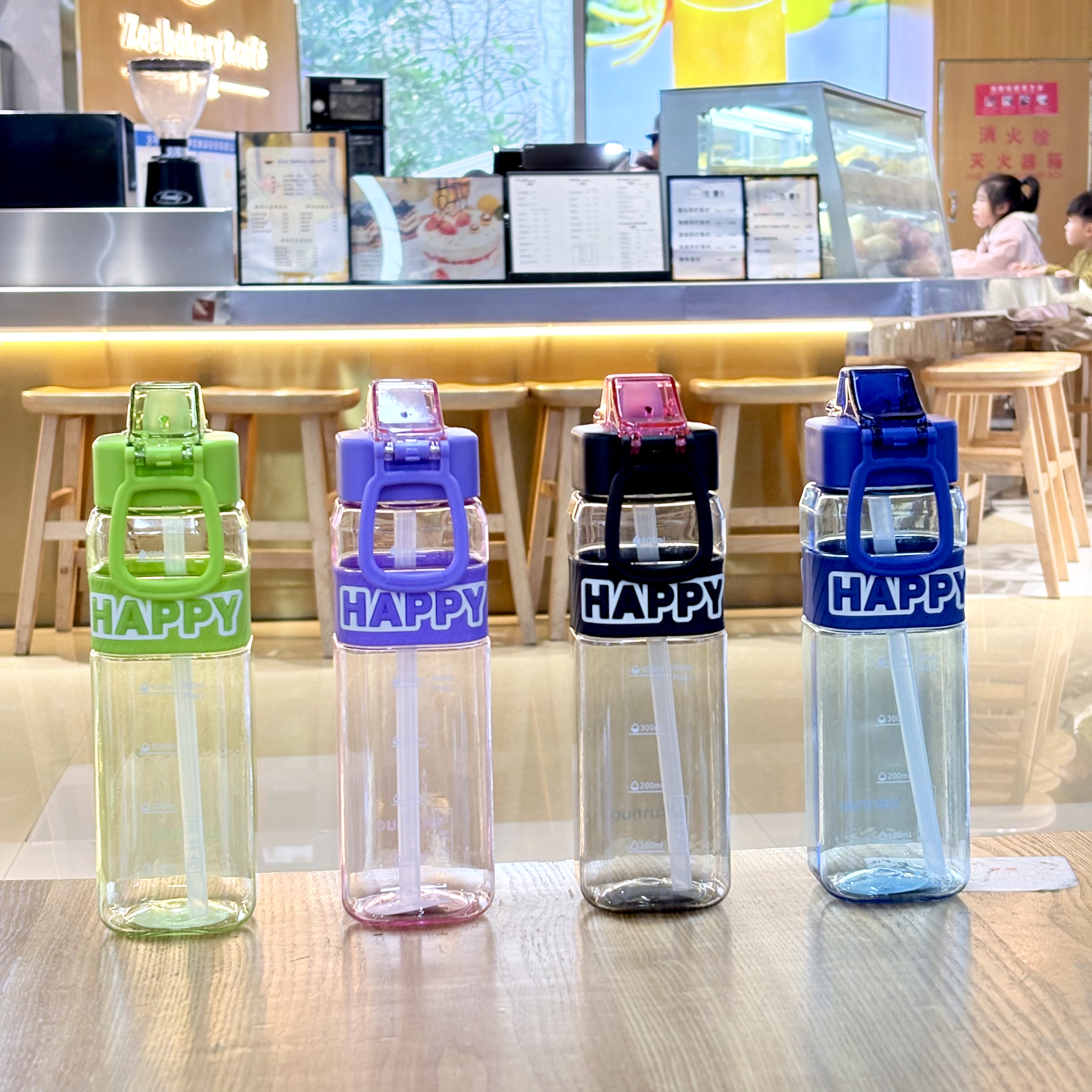 Food-grade tritan simple sports water cup, plastic high-temperature resistant cup, high appearance level, portable straw, easy for students to use, 700ML, 7966-572L /J details Picture