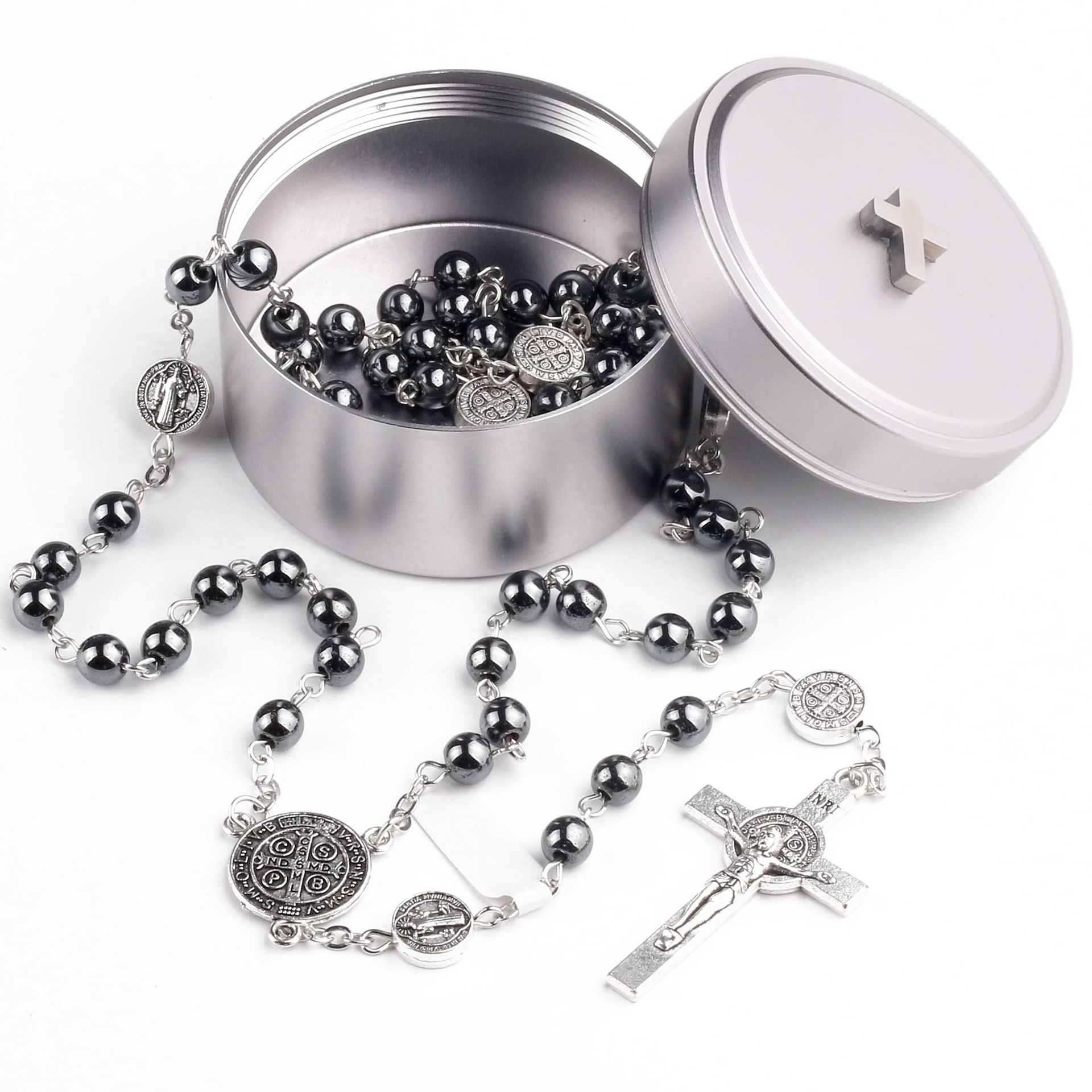 Cross-border best-selling retro black gallstone cross prayer bead necklace, Communion baptism prayer personalized prayer bead necklace Application Scenario