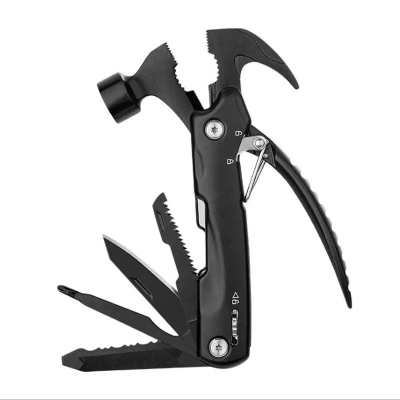Wholesale of stainless steel horn hammers, multi-functional tools, pliers, hammers, portable tools for outdoor camping, and hammer belts details Picture