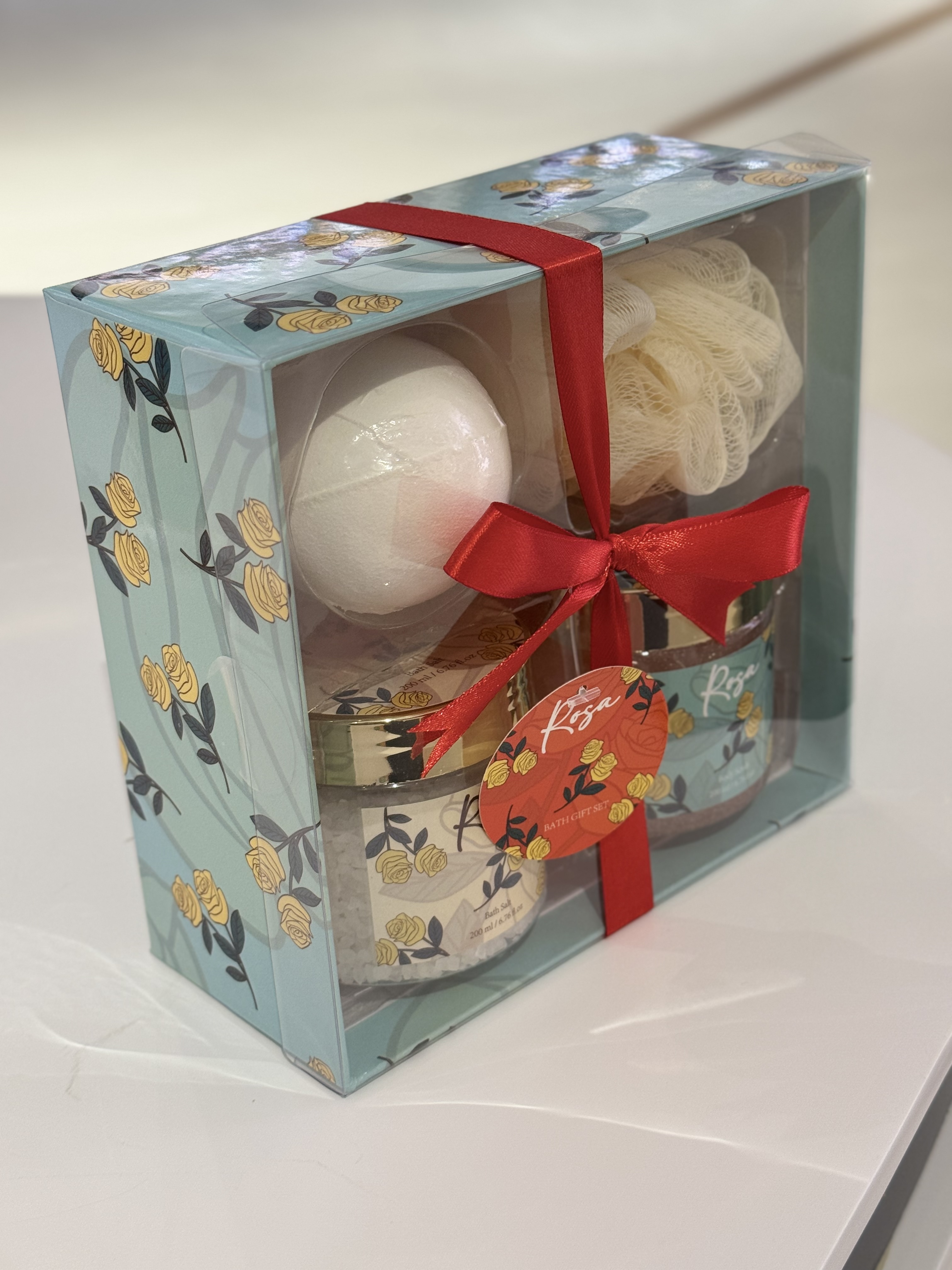 Rose Fragrance Light Luxury Bath Gift Box, Bath Salt Scrub, Explosive Salt Bath Ball Set, Moisturizing, Cleaning and Care Souvenir details Picture