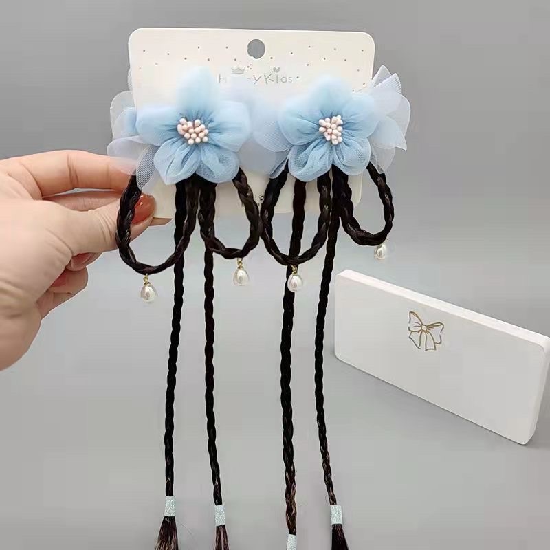 儿童古风头饰女童汉服发饰2023新款仙气小女孩中国风古装假发发夹