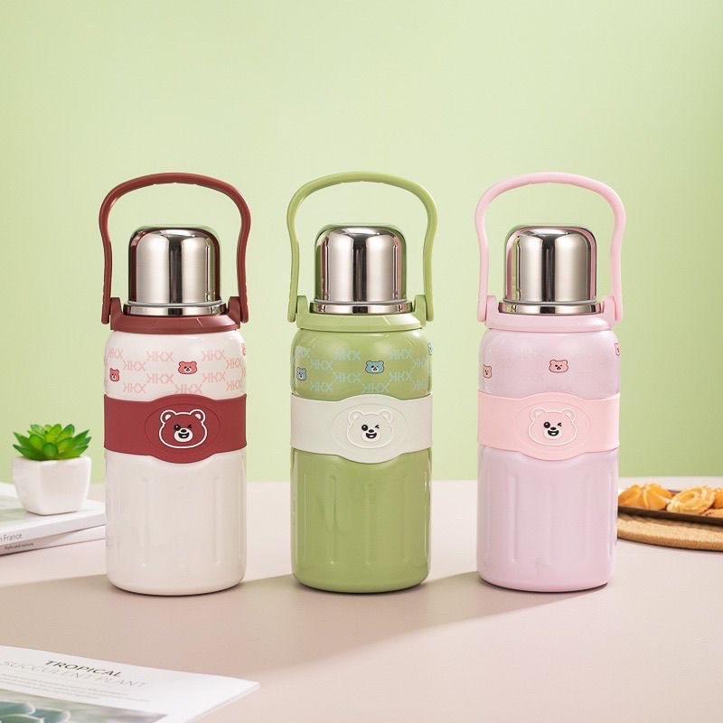 Kola Bear Cartoon Portable Large Capacity 316 tea brewing stainless Steel insulated outdoor handle pot, milk mixing pot, other 1000ML KY-83-692YB full figure