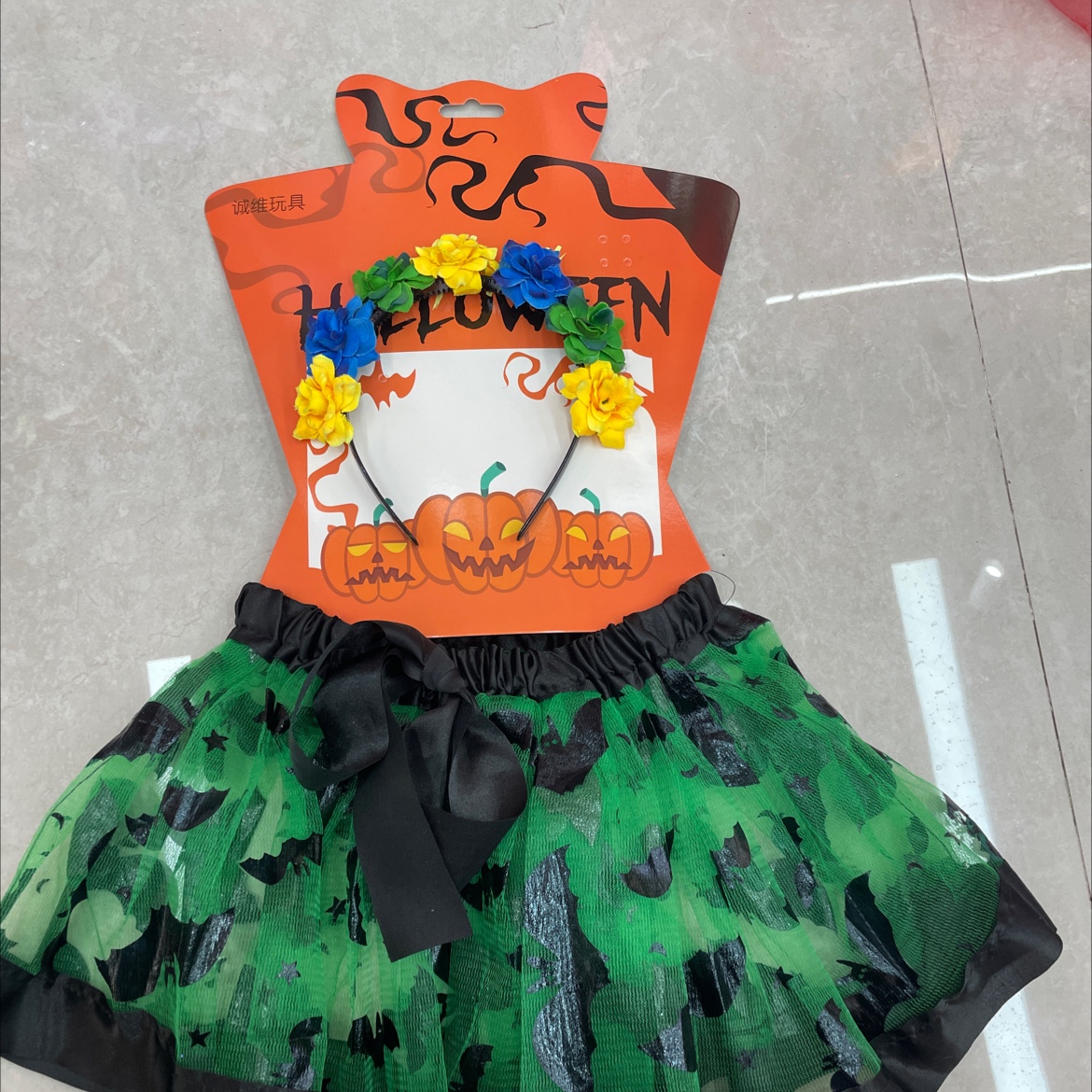 厂家直销万圣节派对儿童半身裙，7朵花头箍头饰套装表演装扮搭配精致表演道具