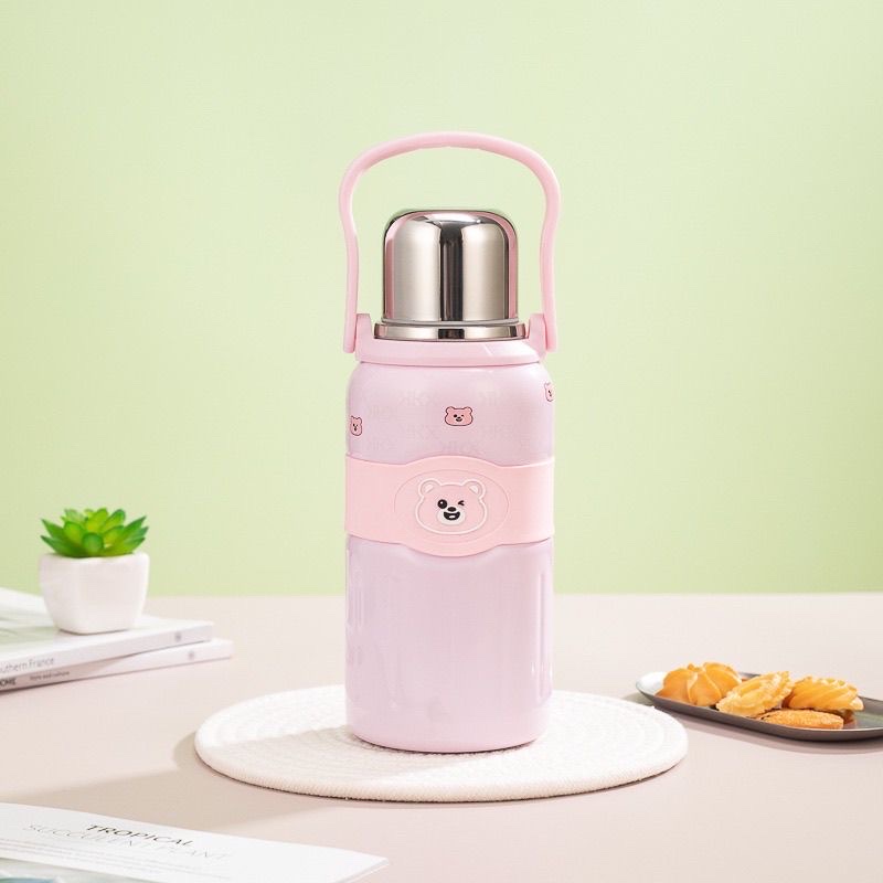 Kola Bear Cartoon Portable Large Capacity 316 tea brewing stainless Steel insulated outdoor handle pot, milk mixing pot, other 1000ML KY-83-692YB Specification drawing