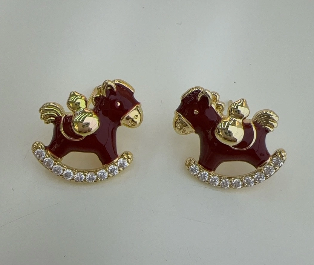 Red Lucky Flying Horse Zircon stud earrings for the New Year of 2026, a unique and beautiful, high-end, light luxury ear accessory for the zodiac year detail image 1