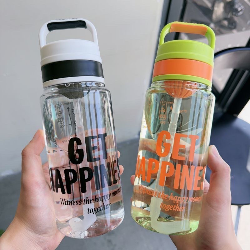 ins潮流撞色色时尚水壶带吸管大容量户外塑料杯运动学生随手杯子其他780ML/950ML TY-0111-493