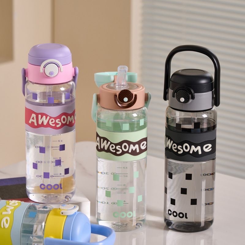 New popular children's water cup, summer cute straw cup, high appearance level cup for girls, portable water bottle for primary school students 800ML, others full figure
