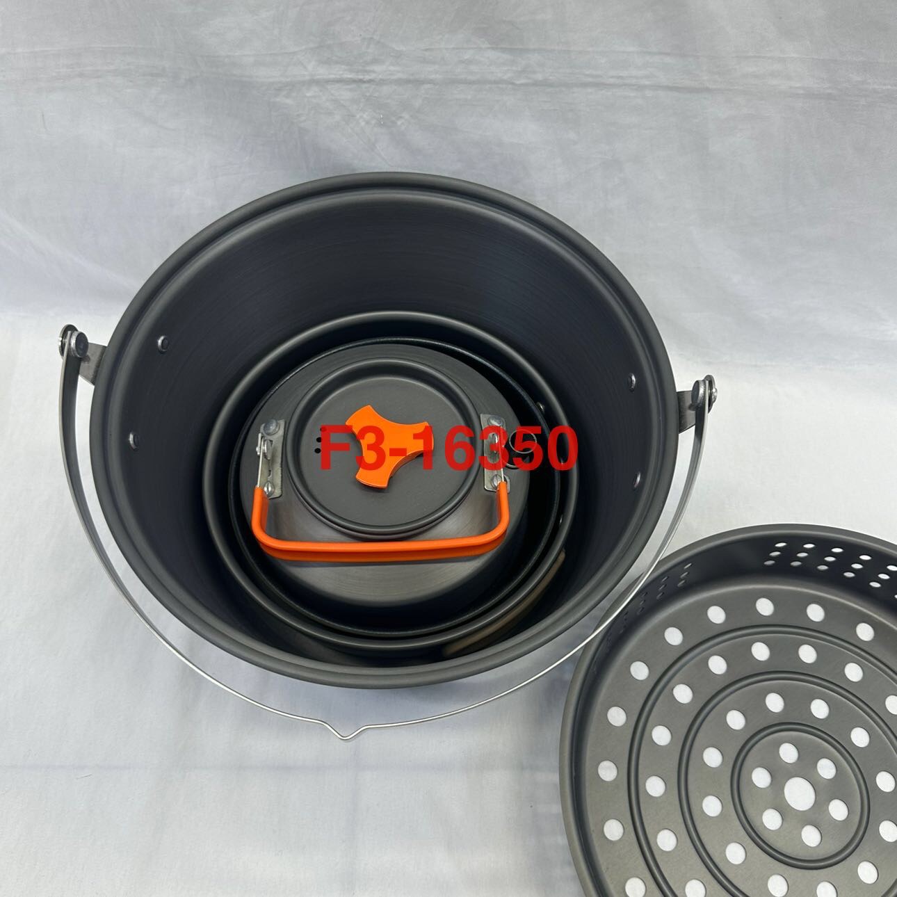 Outdoor large-capacity steamer, camping and picnic lightweight cooking pot, double-handed lifting pot, hanging pot, soup pot, travel portable pot set, source factory details Picture