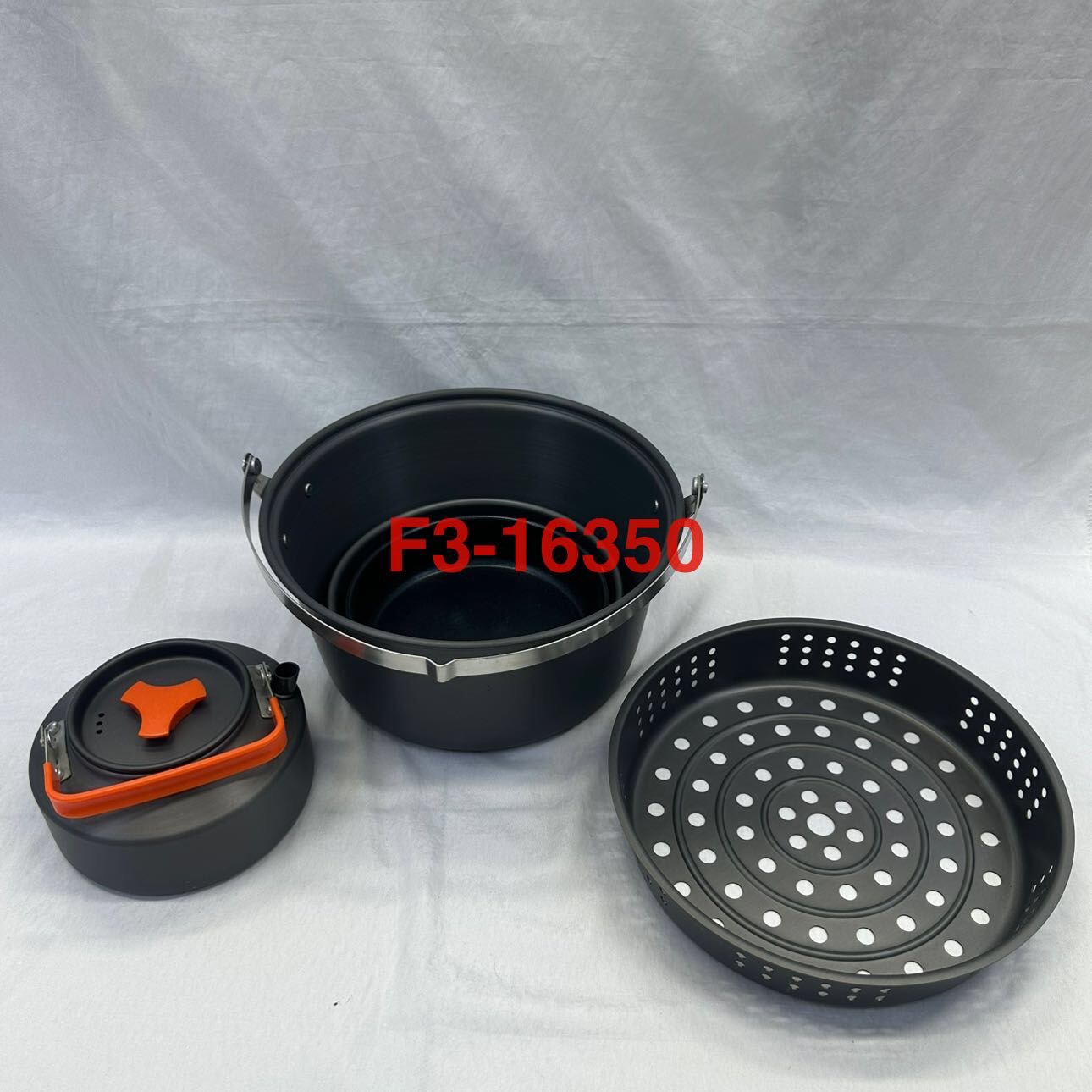 Outdoor large-capacity steamer, camping and picnic lightweight cooking pot, double-handed lifting pot, hanging pot, soup pot, travel portable pot set, source factory Specification image