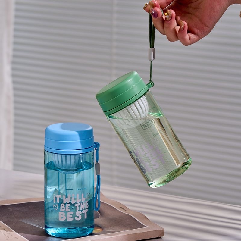 Ins-style high-temperature resistant portable cup, high appearance level, plastic cup for going out, portable and simple student water cup, men's and women's pocket cups, other 450ML, TY-0117-493S /L Specification drawing