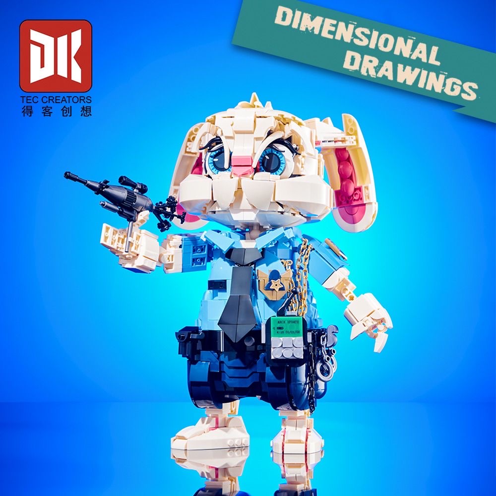 Domestic small building blocks police Judy Rabbit Small Dance Square head assembly puzzle rabbit gift Specification image