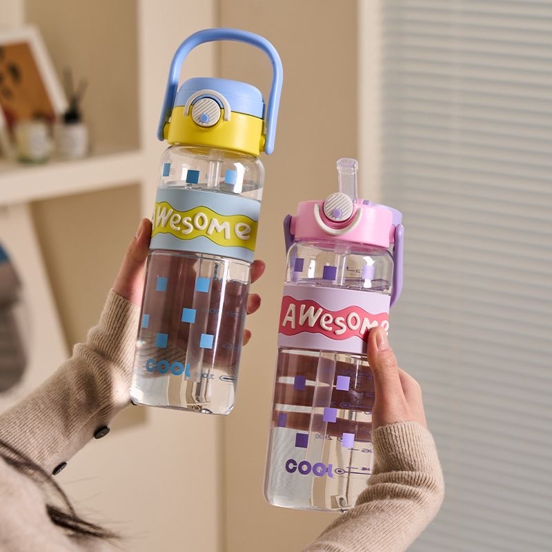 New popular children's water cup, summer cute straw cup, high appearance level cup for girls, portable water bottle for primary school students 800ML, others details Picture