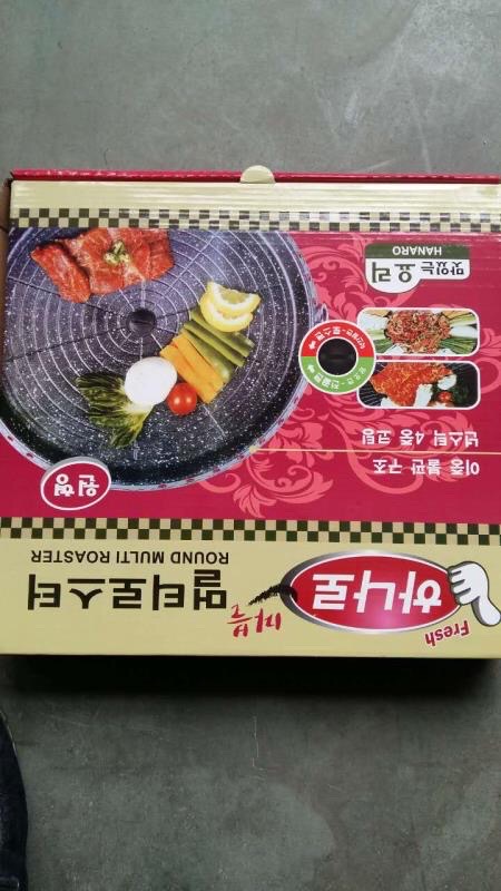 韩式烤肉盘铝制烤盘烤肉盘不粘圆形烤户外无烟烤盘 LF一041产品图