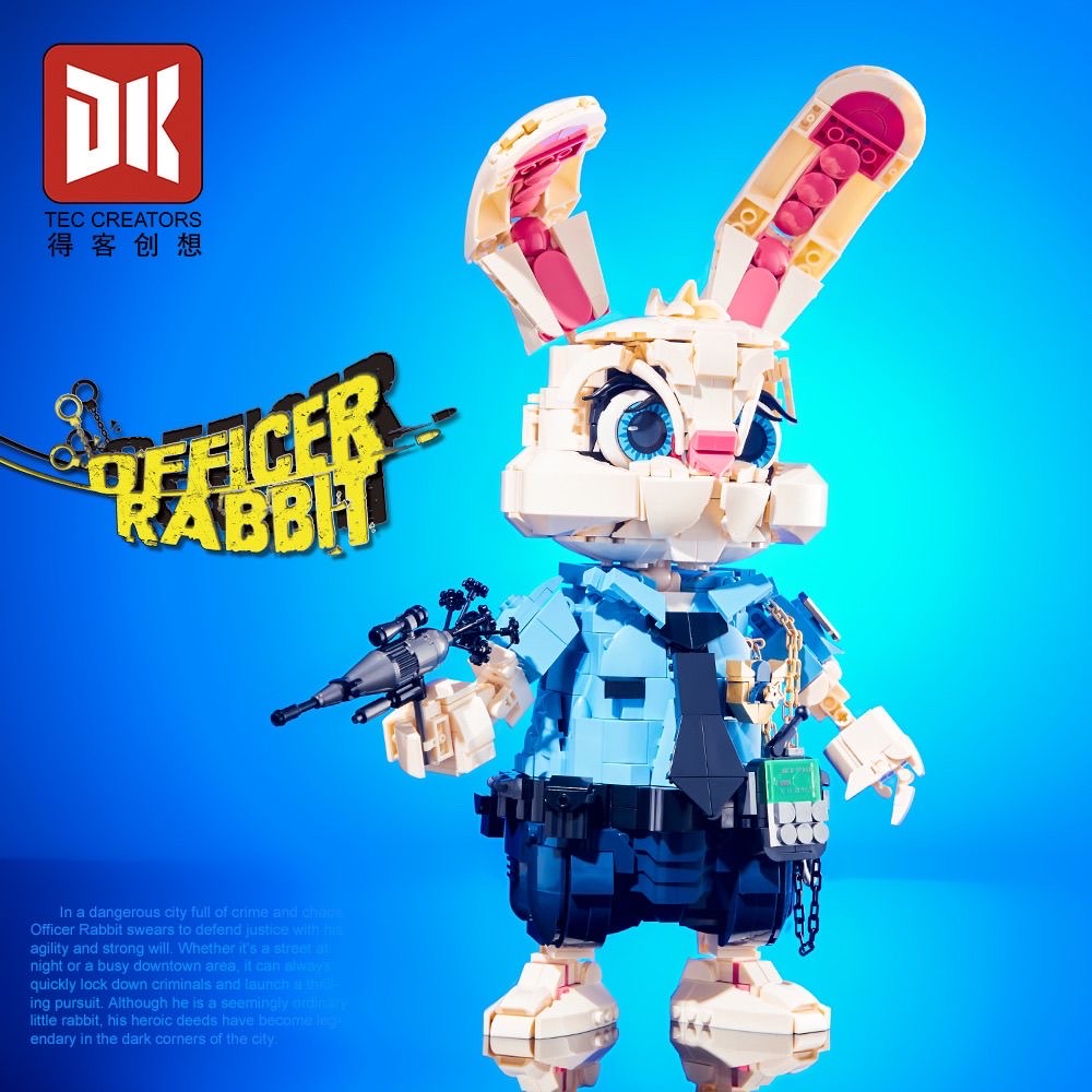 Domestic small building blocks police Judy Rabbit Small Dance Square head assembly puzzle rabbit gift detail image 2
