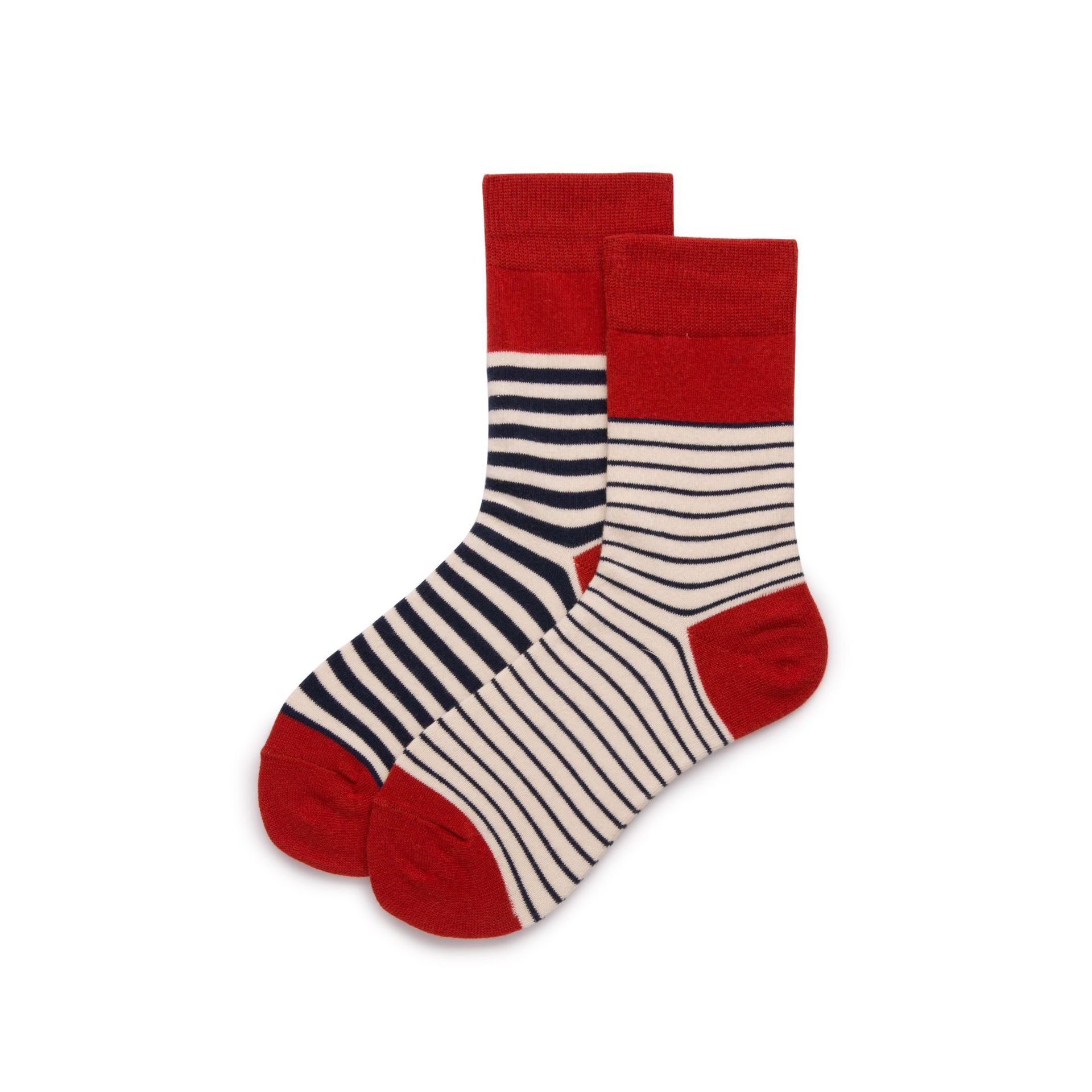 Cotton Spirit Couple's Striped AB cotton socks, thick and thin striped color-matched yin-yang socks, unisex socks detail image 7