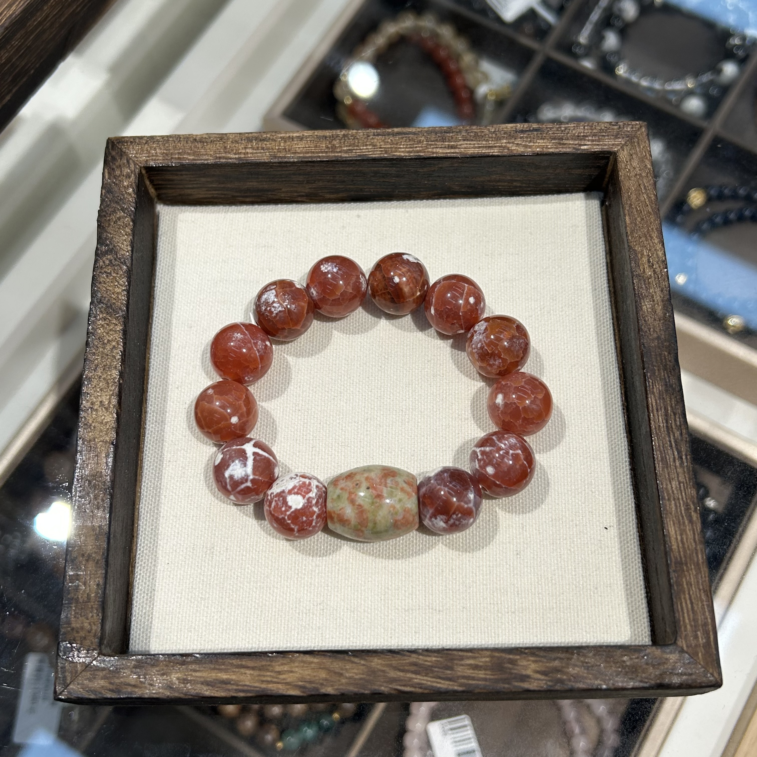 新款红色裂纹玛瑙大颗纹路高级感手串合香手串文玩星月菩提正品喜庆高级ins详情图3