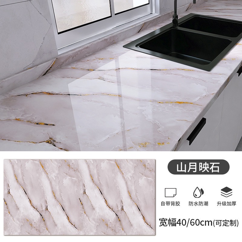 跨境厨房贴纸防水防油大理石具贴膜自粘防水防油瓷砖灶台厨房贴纸详情图6