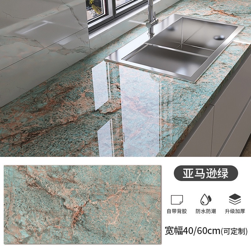 跨境厨房贴纸防水防油大理石具贴膜自粘防水防油瓷砖灶台厨房贴纸详情图2