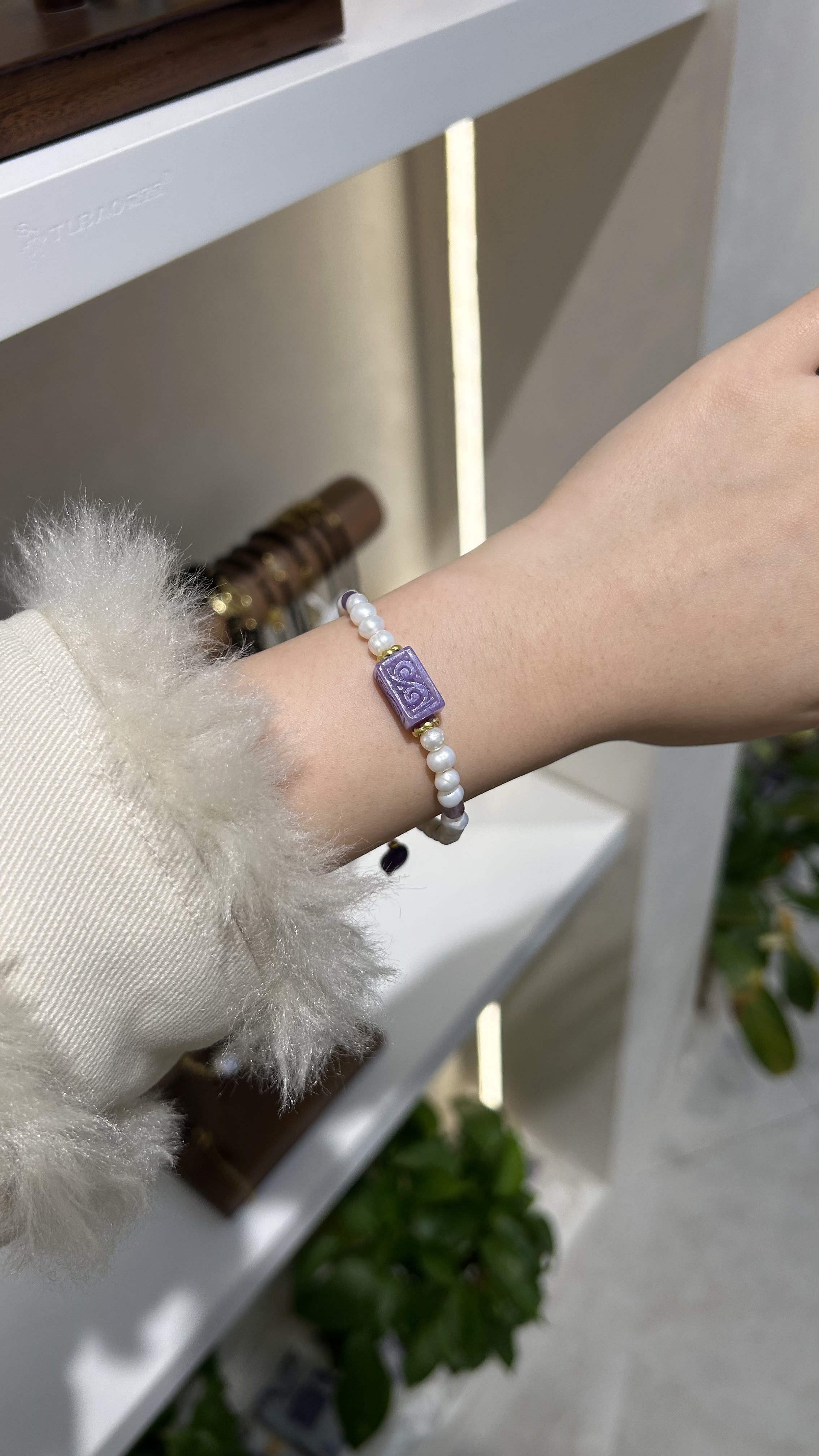 新款紫色水晶珍珠合香手串文玩星月菩提手串紫金鼠紫气东来春秋女可爱甜美高雅ins详情图5