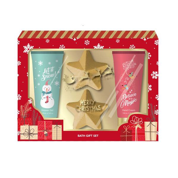 Christmas Gift Box set Merry Christmas Hand Cream Body Wash Explosive Salt bath Products Combination Set Festival Gift Box Practical Good Items bath set Specification image