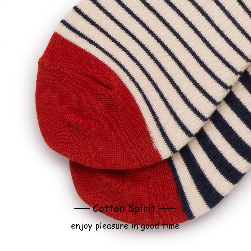 Cotton Spirit Couple's Striped AB cotton socks, thick and thin striped color-matched yin-yang socks, unisex socks Item Picture