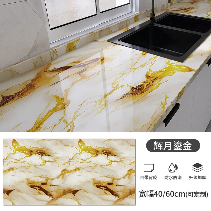 跨境厨房贴纸防水防油大理石具贴膜自粘防水防油瓷砖灶台厨房贴纸详情图5