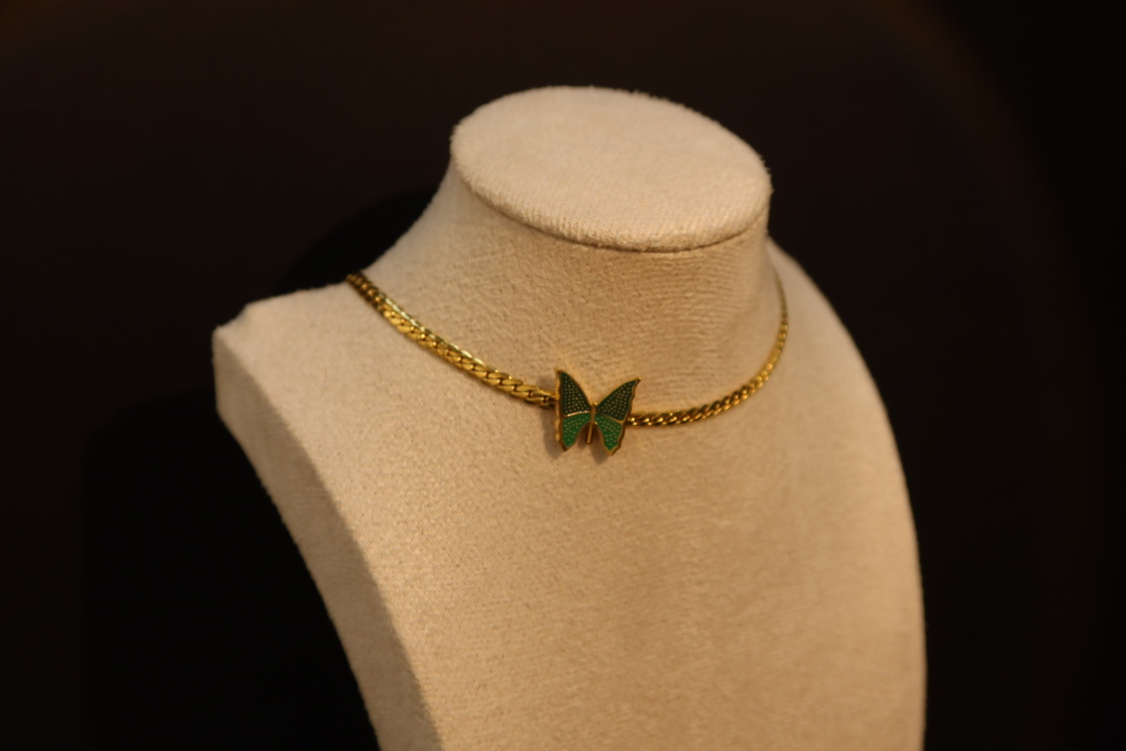 新款百搭蝴蝶银饰碎钻复古天然石项链银饰珍珠珍珠项链民族风格百搭