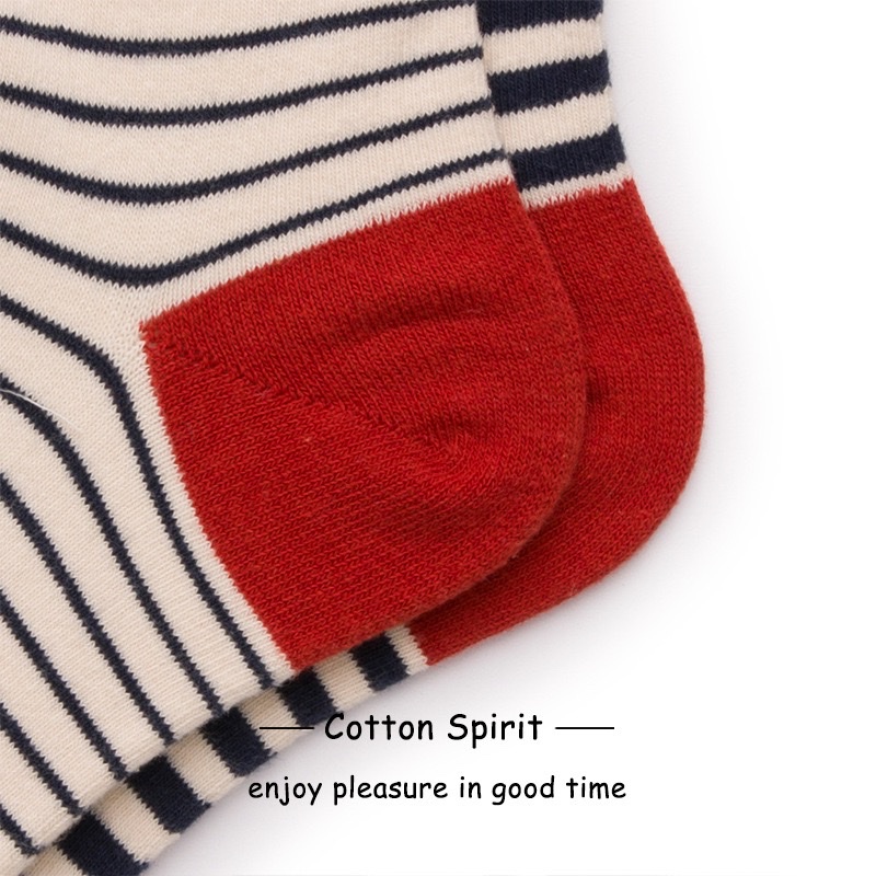 Cotton Spirit Couple's Striped AB cotton socks, thick and thin striped color-matched yin-yang socks, unisex socks Specification image