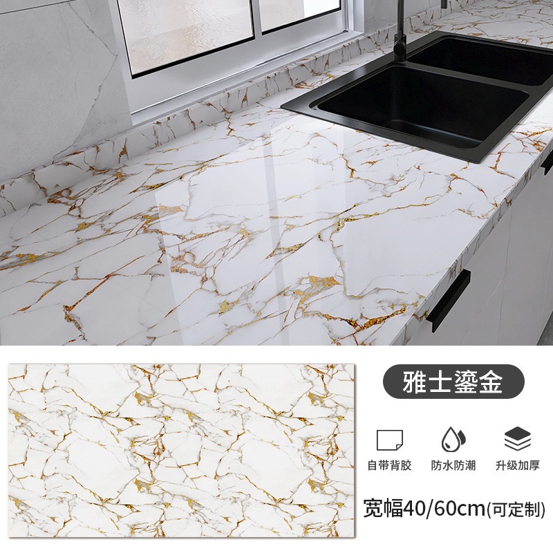 跨境厨房贴纸防水防油大理石具贴膜自粘防水防油瓷砖灶台厨房贴纸详情图4