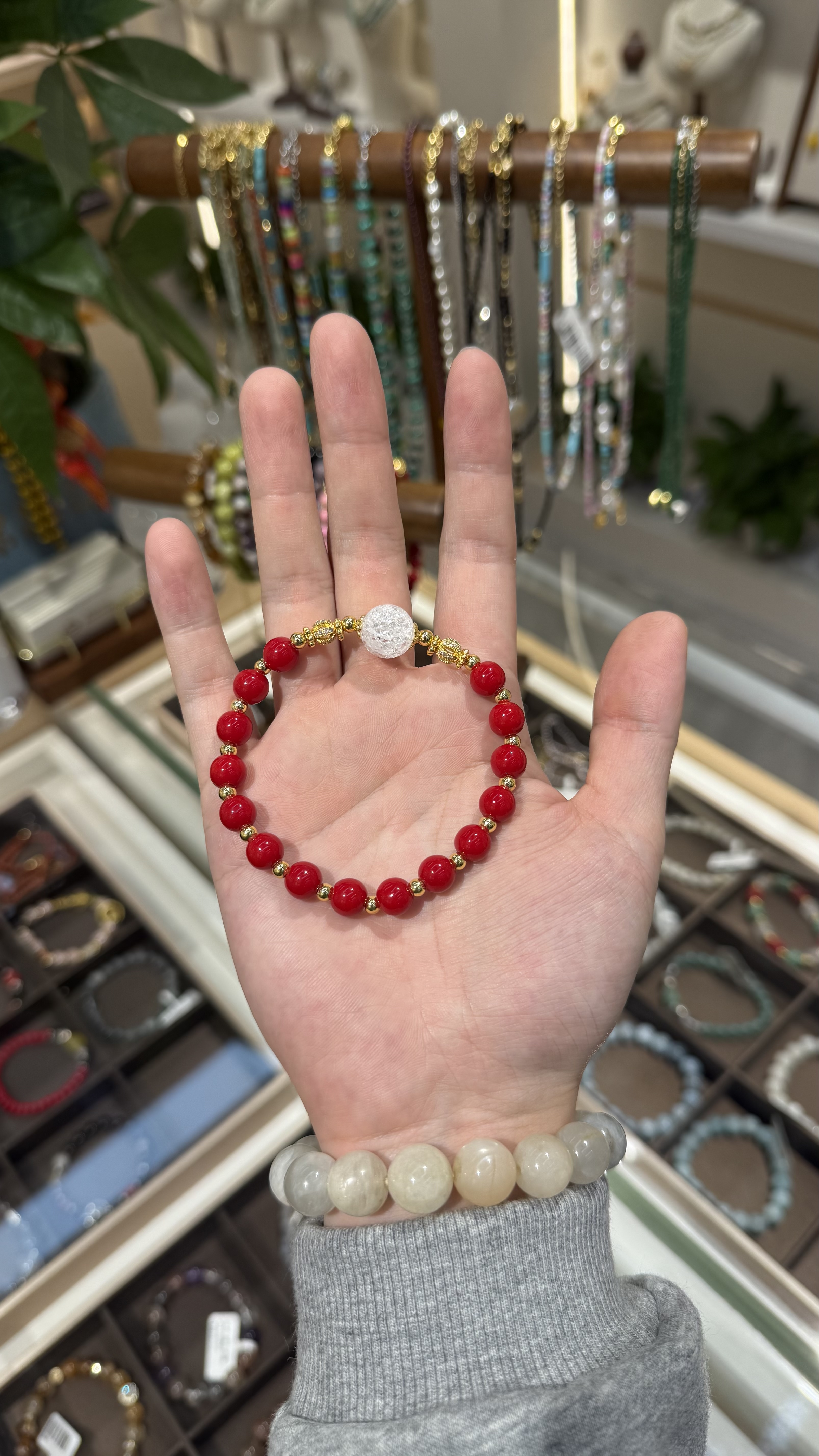 新款百搭红色水晶合香手串文玩星月菩提紫金鼠红色水晶招财保平安常规款送人