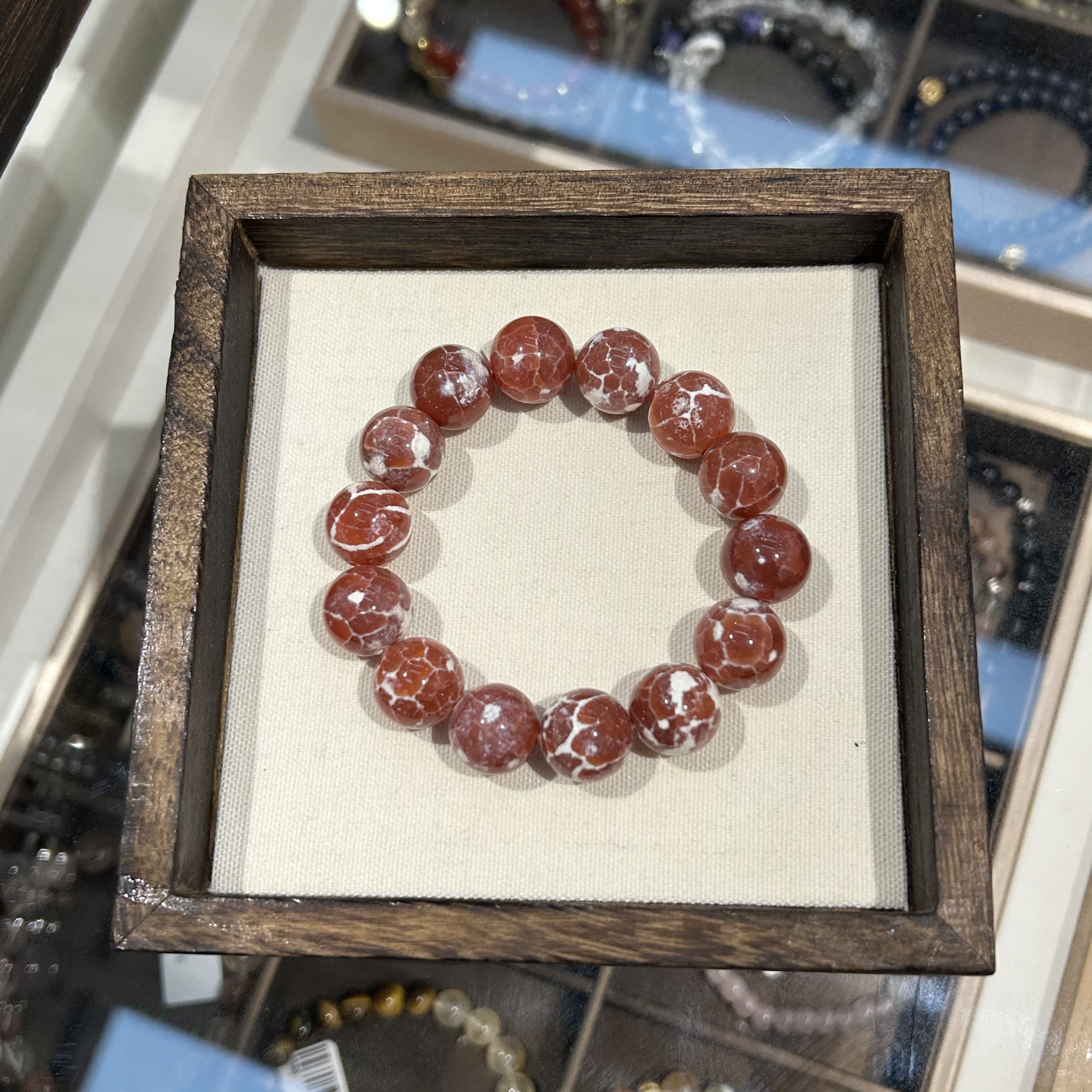 新款红色裂纹玛瑙大颗纹路高级感手串合香手串文玩星月菩提正品喜庆高级ins