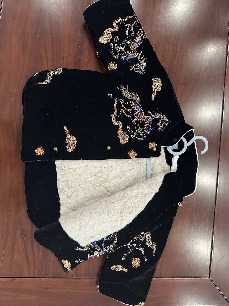 马踏祥云双色葫芦蝴蝶双层复合绒做外套马甲礼服旗袍详情图17