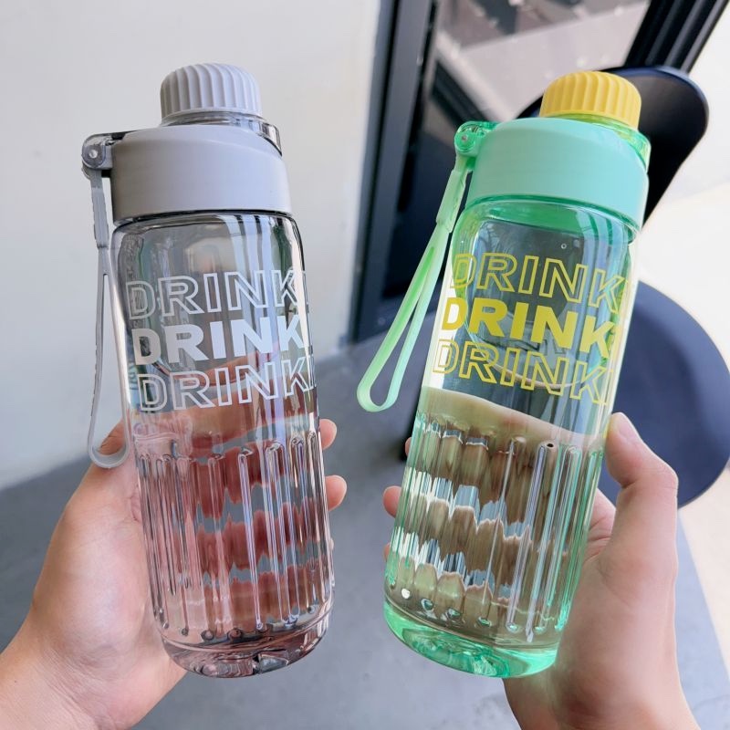 Color-blocking corrugated creative water cup, portable plastic cup with a handle, simple student space cup, men's and women's outdoor cup details Picture