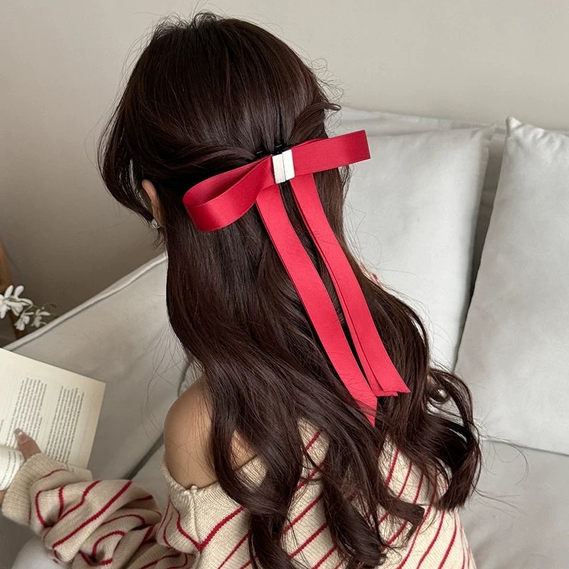 可拆分磁吸蝴蝶结头饰发夹女甜美芭蕾风飘带发卡后脑勺发饰