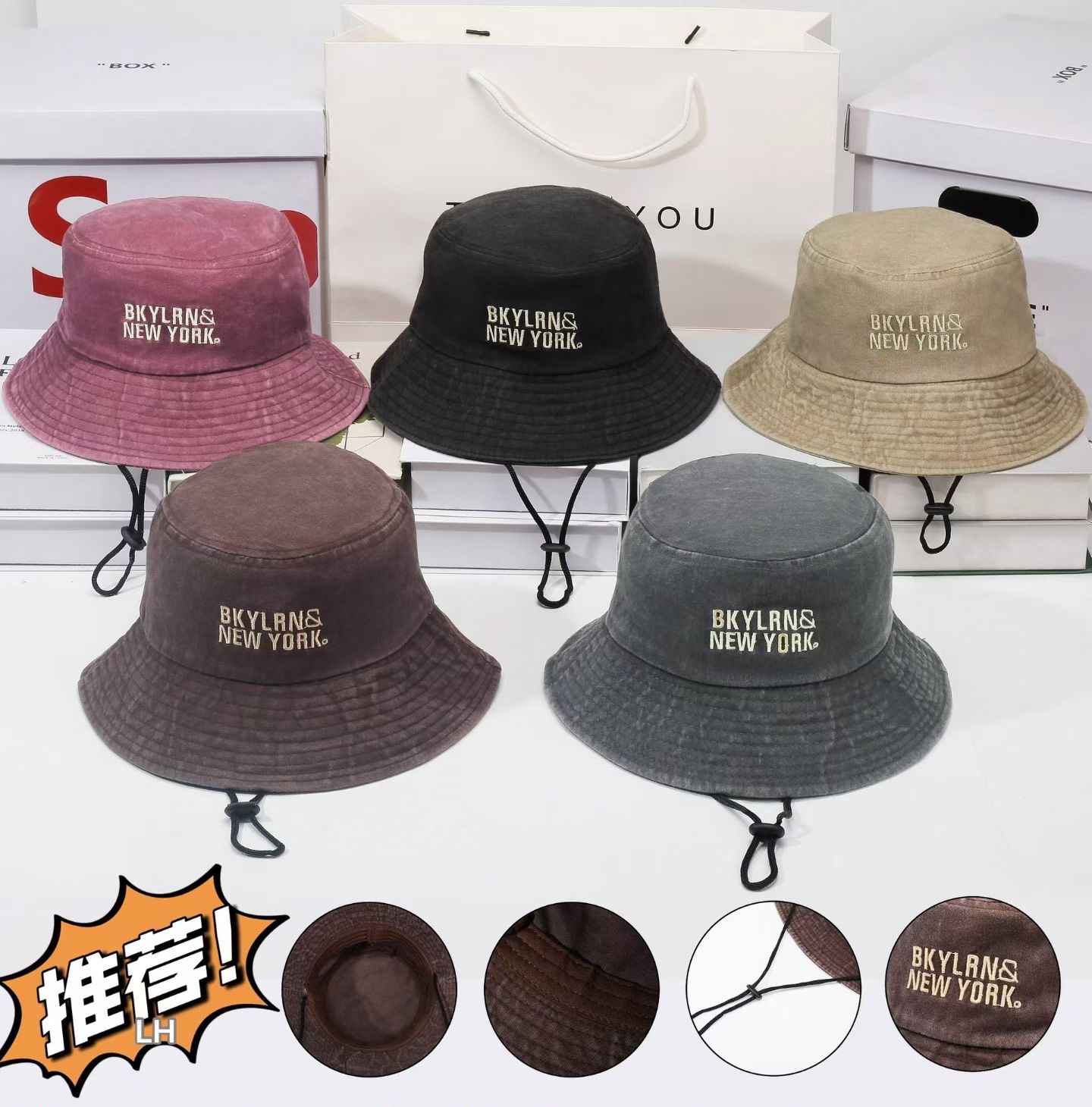 水洗渔夫帽休闲透气男女款帽子夏季遮阳帽防晒防紫外线细节图