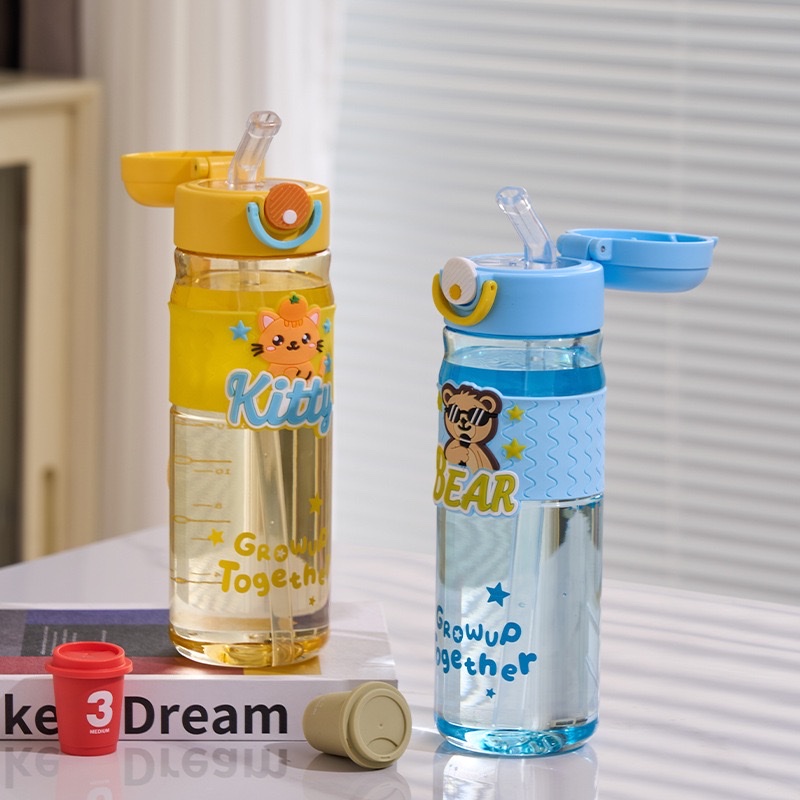 New silicone cartoon high appearance level outdoor portable male and female student jumping straw space cup, other 680MLTY-0106-493 details Picture