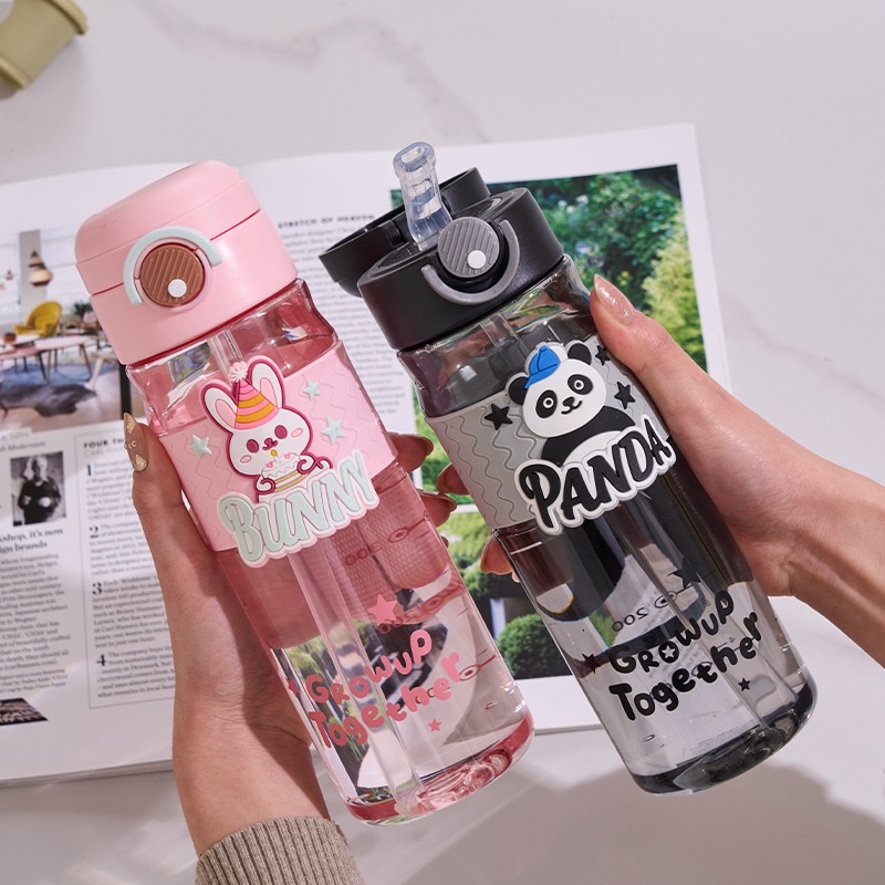New silicone cartoon high appearance level outdoor portable male and female student jumping straw space cup, other 680MLTY-0106-493 Specification drawing