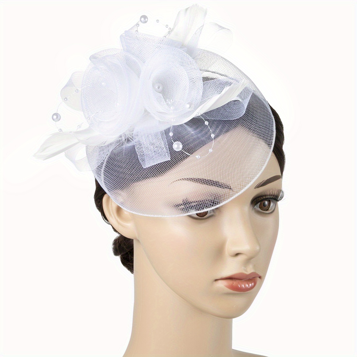 1 piece of women's floral feather handicrafts, tea party charm, birthday horse race, wedding hat, Derby hat, church hat Specification image