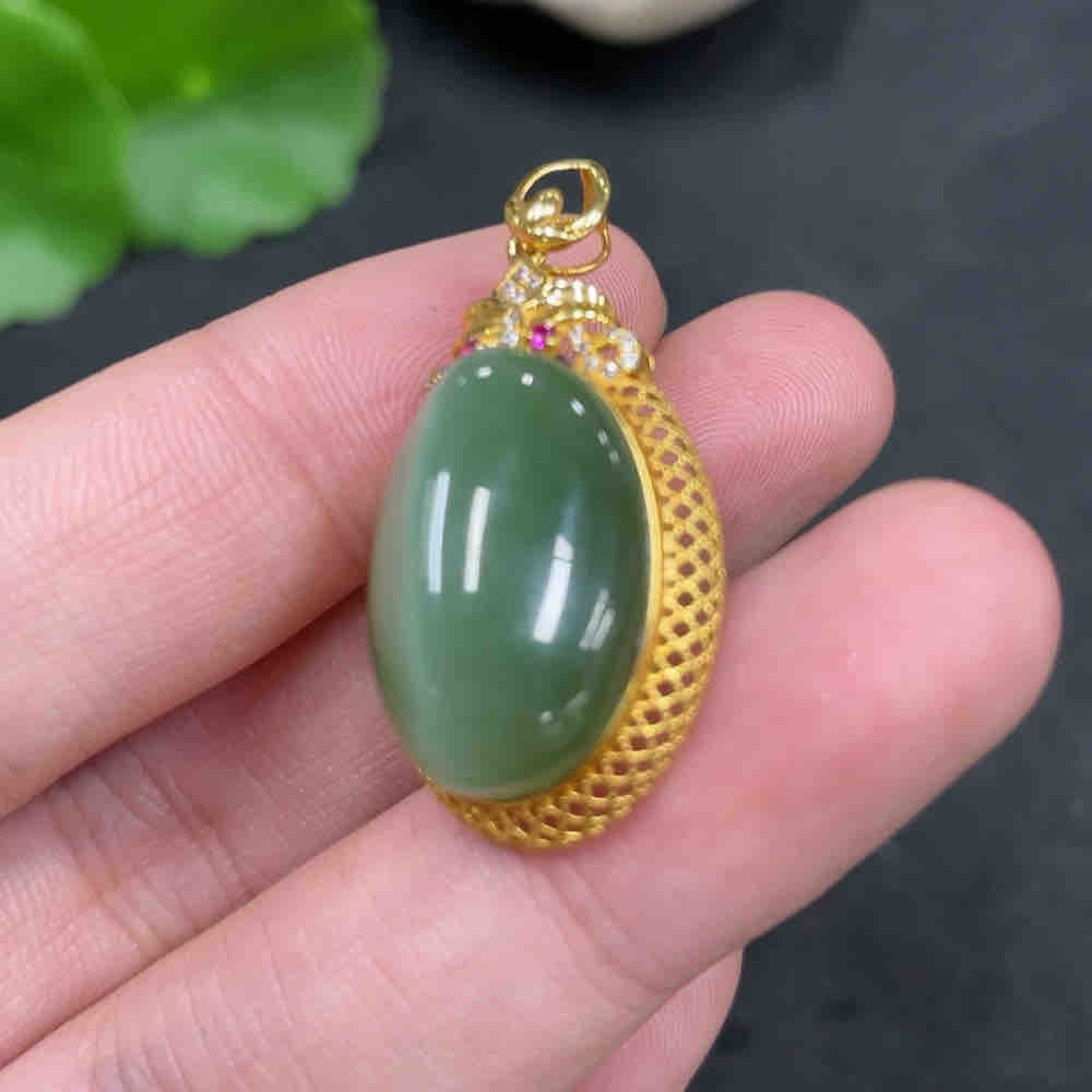Wada jade incrustado colgante de oro 18k el peso total de las mercancías es de aproximadamente 4.1g detail image 4