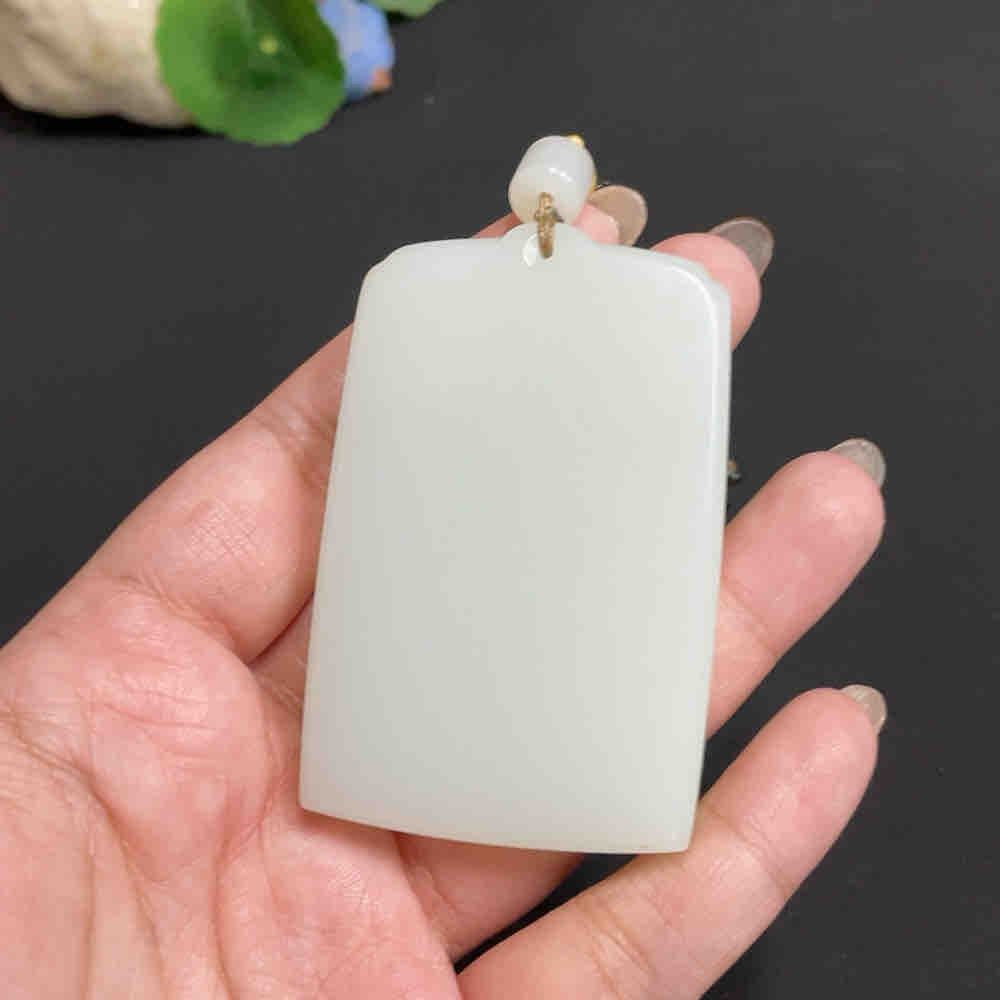 和田玉无事牌 和田玉挂件 无事牌 货品总重约[含绳]82.9g详情图7