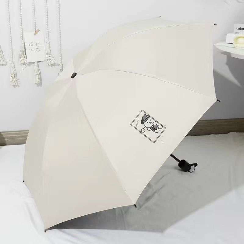 Smile Bear Black Vinyl sun Umbrella, a folding umbrella for both sun protection and rain, cartoon style, student umbrella for men and women, new style umbrella pic 2